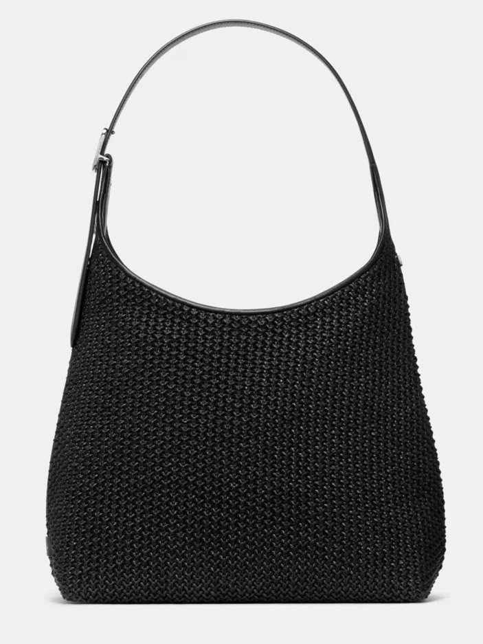 Kate Spade 454 Large Woven Straw Shoulder Bag, Black New Nwt
